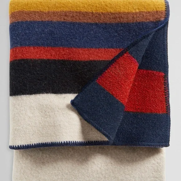 Pendleton Wool Throw (54x66”) & Leather Carrier Straps - Picture 4 of 7